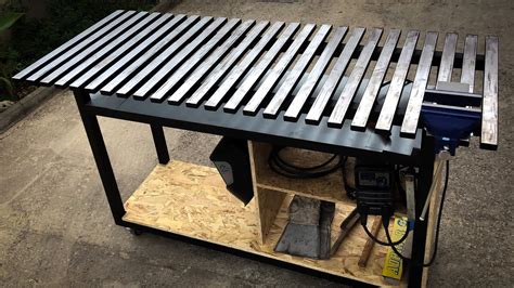 metal sheet welding table over wood|how to build a welding table.